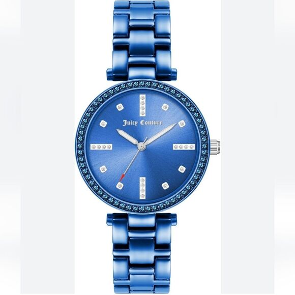 Juicy Couture Black Label Rhinestone Link Wristband Women's Watch Blue in Box - Picture 1 of 8